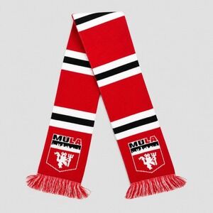Ruffneck Scarves Manchester United MULA Red Black White Striped Fan Scarf Fringe